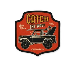 ステッカー アウトドア アメリカン おしゃれ 車 バイク かっこいい キャンプ サーフィン ジープ Vintage Outdoor Budges CATCH THE WAVE