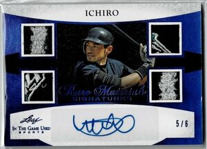 MLB☆イチロー 24 Leaf In The Game Used 6枚限定直筆サインジャージパッチカード #5/6