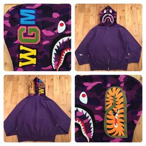 2007年 Purple camo シャーク パーカー Mサイズ shark full zip hoodie a bathing ape BAPE エイプ ベイプ アベイシングエイプ NIGO i496