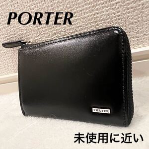 【未使用に近い】PORTER ポーター シーン コインケース パスケース ブラック 黒 小銭入れ L字ファスナー 