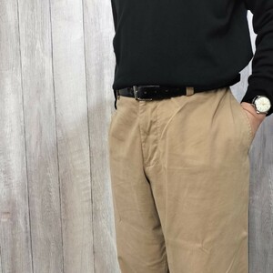 CP1-159【DOCKERS】00s BIGサイズ フラットフロント ワイド チノパン【W36 メンズ XL】【モデル175cm】ベージュ アメカジ ワーク US古着