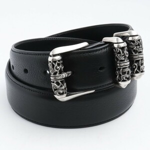 CHROME HEARTS 3ピース ケルティックローラーベルト サイズ32 ブラック クロムハーツ レザー BLT CLT ROLLER 3PC