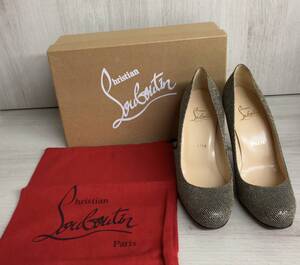 【箱・保存袋付き】Christian Louboutin クリスチャン・ルブタン SIMPLE PUMP 100 GLITTER YORK ブラック× ゴールド 【EU:37/約23.0cm】