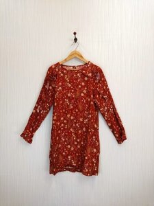 ap2085-3 ○送料無料 新品 (新古品) ZARA Girls casual collection ザラ キッズ ワンピース サイズ164cm 赤 小花柄 花柄 長袖 薄手