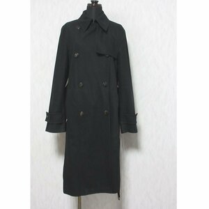 良品 Max Mara RAINWEAR マックスマーラ ロング丈 ダブルブレスト ベルテッド トレンチコート 38 ブラック ◆