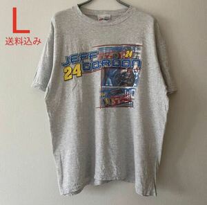 古着 Vintage 00s Jeff Gordon NASCAR Tee L Grey グレー Tシャツ ビンテージ ナスカー 大判プリント 2002 レイシング カー