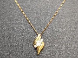 K18 ダイヤモンド デザインペンダント ネックレス 0.3ct 3.2g 38cm 18K YG 18金 イエローゴールド アクセサリー 店舗受取可