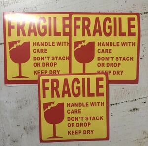 3枚セット紙ステッカーFRAGILE,UPWARD...