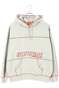 シュプリーム パーカー 22SS COVERSTITCH HOODED SWEAT サイズ:M ロゴステッチプルオーバーパーカー 中古 FK04