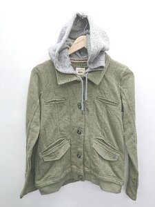 ◇ BILLABONG ビラボン 長袖 ジップアップ パーカー サイズM カーキ グレー系 レディース P