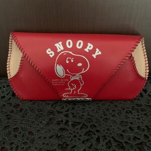 ★SNOOPY★スヌーピー★メガネケース★RED★当時物★希少★レア物★1958★サンリオ★旧ロゴ★レザー★赤★未使用品★