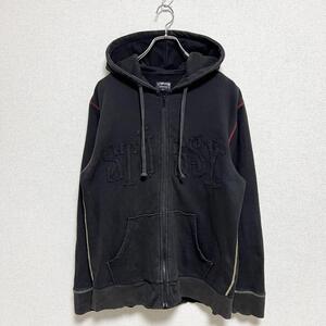 00’s STUSSY ロゴ ジップアップパーカー フーディ ブラック