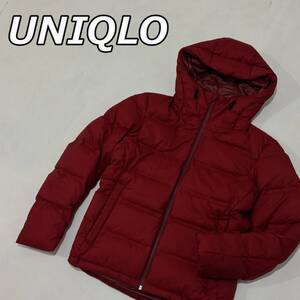 【UNIQLO】ユニクロ シームレス ダウン パーカー フード ナイロン ジャケット 止水ジップ 耐久撥水 防風機能 赤 レッド 311-172992