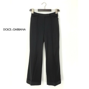 A7314/極美品 春夏 DOLCE&GABBANA ドルチェ＆ガッバーナ ウール テーパード スラックス ワイドパンツ トラウザーズ 40 S程 黒/レディース