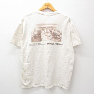 XL/古着 半袖 ビンテージ Tシャツ メンズ 90s TecnoLux コットン クルーネック 生成り 24apr11 中古