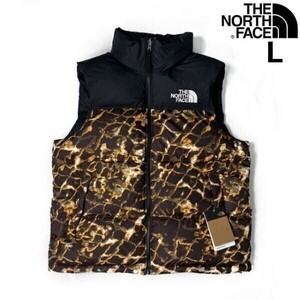 1円～!売切!【正規新品】THE NORTH FACE◆1996 RETRO NUPTSE VEST ダウンベスト ヌプシ US限定 パッカブル 700フィル(L)茶 総柄 190122-115