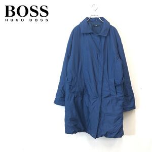 1D1487-F-N◆ HUGO BOSS ヒューゴボス 中綿コート ジャケット ロング ◆ size36 ポリエステル ブルー 古着 レディース 秋冬