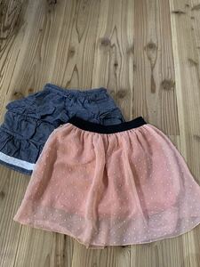 送料無料☆女の子用　スカート　２着セット　120cm130cm 子供服ボトムスキッズ