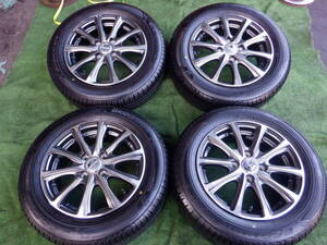 即決 LAFFITE 社外 アルミ 14x5.5J(IS45)PCD100-4穴 175/65R14 BS タイヤ 22年製 溝6mm ノート/60(30)【6-15943】宅配不可(福通営業所止)