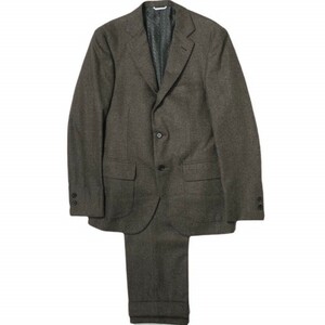 KENNETH FIELD ケネスフィールド BIRDS EYE WOOL FLANNEL SUITS 60s SPORTS COAT ＆ TRIM TROUSER 1P BROWN スーツ セットアップ g15050