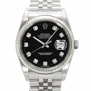 【ROLEX】ロレックス デイトジャスト 16234G F番 黒ダイヤ10P文字盤　メンズ　 ステンレス/ホワイトゴールドベゼル