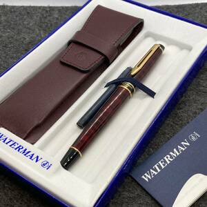 PE2286□WATERMAN ウォーターマン 万年筆 エキスパート レッド マーブル ペン先 F 筆記未確認 箱 ペンケース付き 状態良好