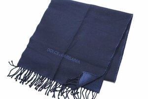 DOLCE&GABBANA ◆ ウール ロゴ入り マフラー ネイビー イタリア製 ストール ドルチェ&ガッバーナ ドルガバ ◆BT17