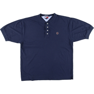 古着 トミーヒルフィガー TOMMY HILFIGER ヘンリーネック 半袖 ワンポイントロゴTシャツ メンズL /eaa446605 【SS2409_50%】