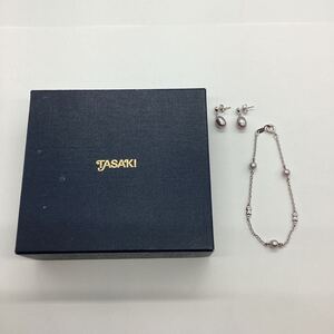 【25126】TASAKI 田崎真珠 K14WG 淡水パール ピアス SV925 シルバー ベビーパール ブレスレット セット 箱 中古品 二次流通品