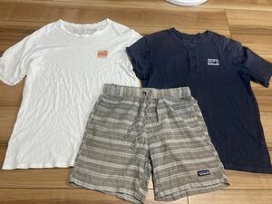 patagonia パタゴニア　p6 半袖Tシャツ ショートパンツ　3枚セット　バギーズナチュラル　オーガニックコットン　Ｓサイズ　古着