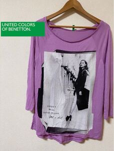 ★ UNITED COLORS OF BENETTON. ★ユナイテッドカラーズオブベネトン★七分袖★Tシャツ★ロンT★カットソー★フォトプリント★Mサイズ相当