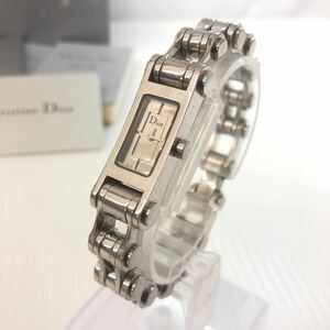 ◎【1円〜スタート】Christian Dior ディオール D104-100 クォーツ 腕時計 SS レディース シルバー 中古 正規品 ギャランティ 箱あり