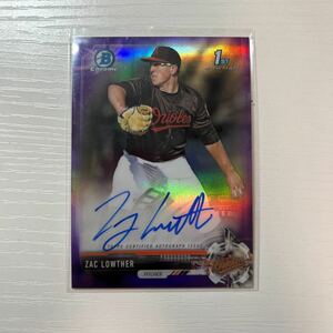 2017 Bowman Draft Chrome Zac Lowther auto purple refractor 250枚限定