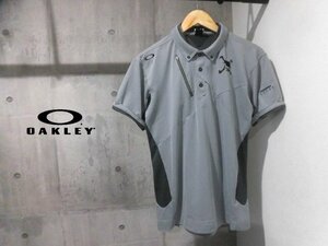 OAKLEY オークリー スカルZEALOUS 半袖 ポロシャツ M/吸汗速乾 ボタンダウンシャツ/グレー/メンズ/GOLF ゴルフ/433035JP