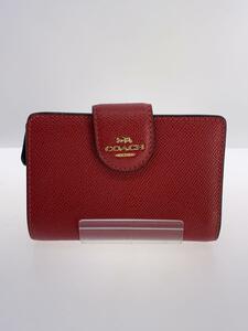 COACH◆2つ折り財布/レザー/RED/無地/レディース/6390