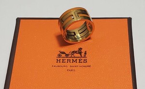 ●HERMES エルメス●SILVER 925 指輪　リング ムーブアッシュ シルバー925刻印 オレンジ 　男女兼用　9号　7,4ｇ　美品