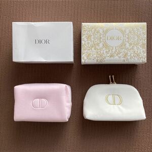 未使用 Dior クリスチャンディオール ポーチ2点セット ホワイト ピンク 2023クリスマスコフレ ホリデー限定 ノベルティ 