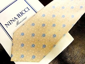 ★良品★3R05696【NINA RICCI】ニナリッチ「花 葉っぱ 植物 柄」ネクタイ