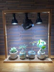 植物育成LEDライトスタンド［オーク］LEDライトか×2回転式サーキュレーター付