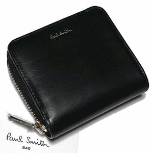 未使用 Paul Smith ポール スミス ベジタブルタンニン レザー ラウンドジップ/二つ折り 財布 ブラック 黒 定価28,600円