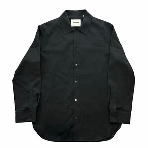 JIL SANDER 2020AW Shirt B 08 V Collar JSMR742726 ジルサンダー Vカラーシャツ ウールシャツ ブラック サイズ39-15 1/2 長袖シャツ