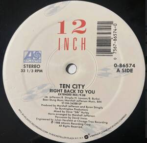 Ten City Right Back To You / Atlantic 0-86574 / Vinyl, 12", 33 RPM / Vinyl, 12", 33 RPM / Garage House