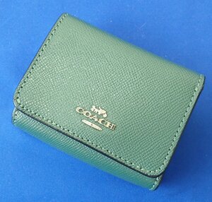 ◎COACH　コーチ　三つ折り財布　F37968　レザー　コンパクトウォレット　グリーン系　レディース