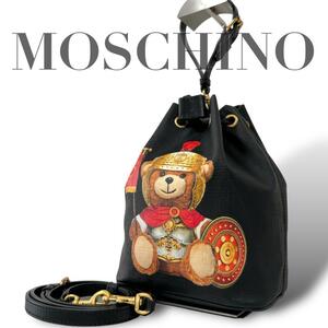 希少　MOSCHINO モスキーノ　ショルダーバッグ　巾着　ポーチ　クマ　ベア　ロゴ　斜め掛け