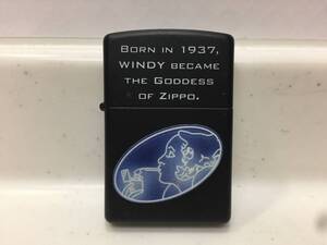 Zippo　ジッポー　BORN IN 1937 WINDY BECAME THE GODDESS OF ZIPPO.　ブラック　14年製　　　T17　　　　KJ1