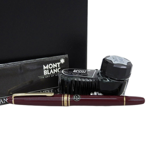 【本物保証】 箱・保付 超美品 モンブラン MONTBLANC マイスターシュティック 万年筆 ペン先K14YG 青インク ブルーインク ボルドー