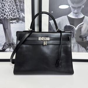 36485 HERMES エルメス ケリー35 ボックスカーフ ブラック 新型