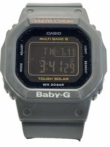 CASIO◆ソーラー腕時計_BABY-G/アナログ/ラバー/BLK/GRY