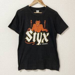 80s パキ綿 Styx Tシャツ ブラック 黒 Lサイズ スティクス プログレ バンド Tee バンT デビル ビンテージ VINTAGE 1858