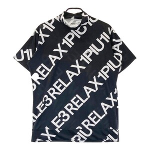 1piu1uguale3 ウノ ピゥ ウノ ウグァーレ トレ RELAX ハイネック 半袖Tシャツ ロゴ 総柄 ブラック系 L [240101319876] メンズ